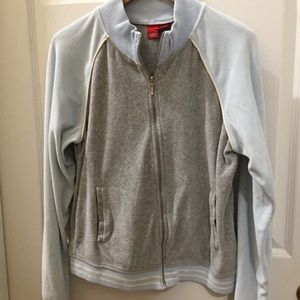 Velour zip up Jacket Gray & Baby Blue